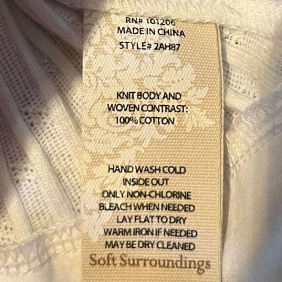 SOFT SURROUNDINGS Roma Ribbed Tee White Women's Size XS - Picture 5 of 5